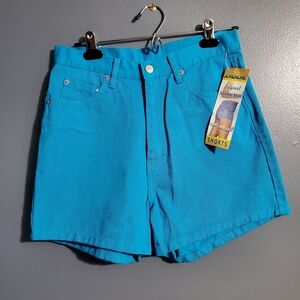 NWT Vintage Jordache Turquoise High-Waisted Shorts Blue Size 11/12